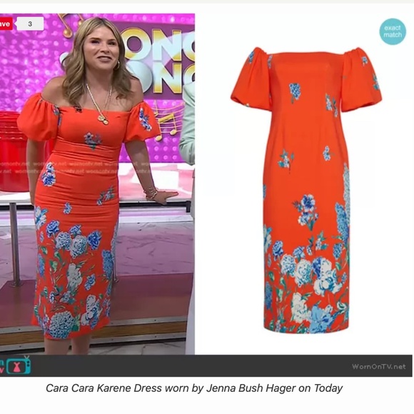 Cara Cara Dresses & Skirts - NEW Cara Cara Puff Sleeve Karene Midi Dress - Orange Red Floral